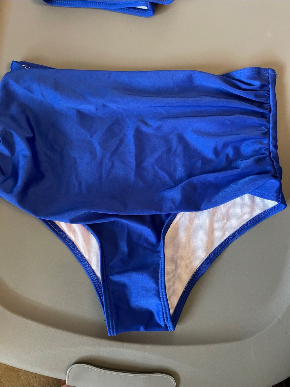Ruffled V-Neck High-Waist Bikini Set - Royal Blue - Picture 5 of 8